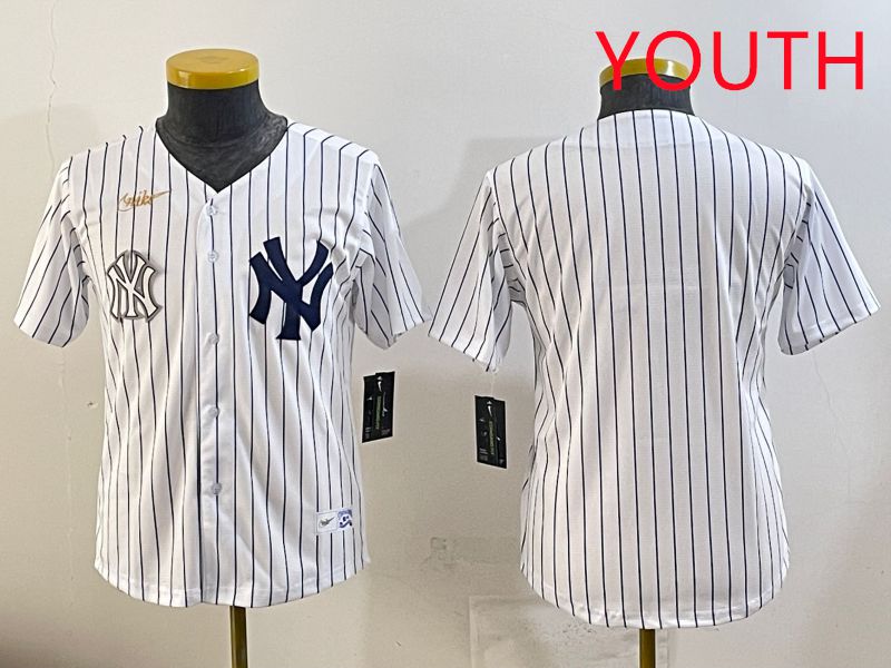 Youth 2025 New York Yankees Blank White Stripe Throwback Nike MLB Jersey style 42